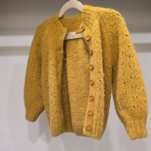Rylee + Cru Textured Mustard Cardigan with Buttons